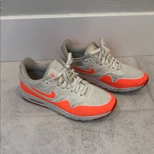 Nike Air Max White and Bright Orange Sneakers
